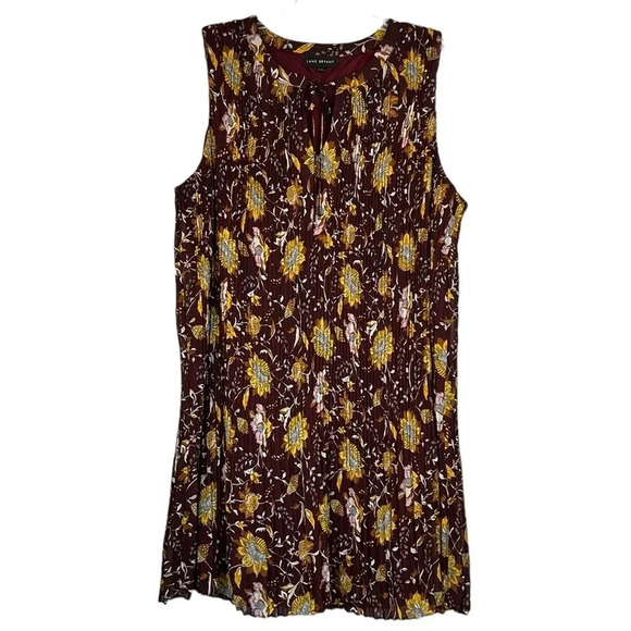 Lane Bryant Sleeveless Floral Accordion Pleated Dress Sz 20 Lined Keyhole Front - Picture 1 of 15